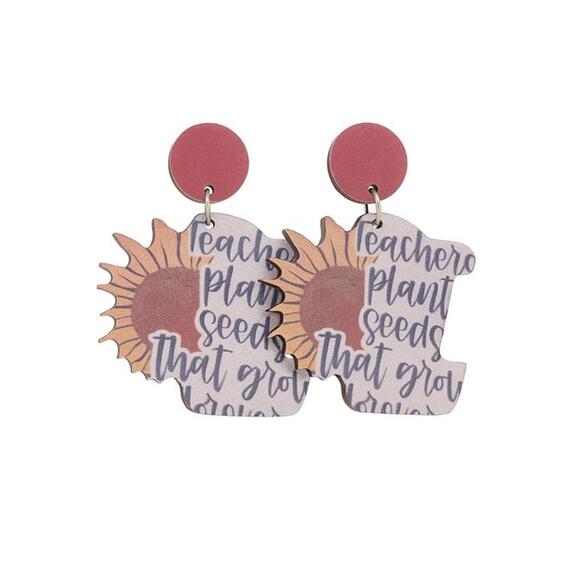 Jewelry - Teacher Sunflower Earrings – “Teachers Plant Seeds That Grow” BIN Z